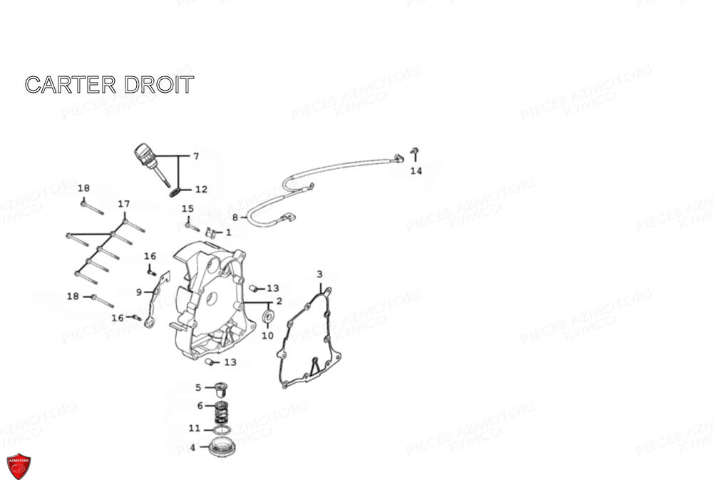 CARTER_DROIT KYMCO Pièces Scooter Kymco PEOPLE 125 S 4T EURO III (BA25BA)