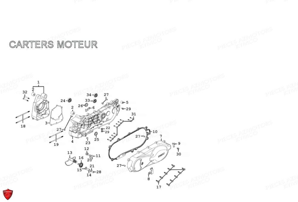 Carter Moteur KYMCO Pièces Scooter Kymco PEOPLE 125 S 4T EURO III (BA25BA)