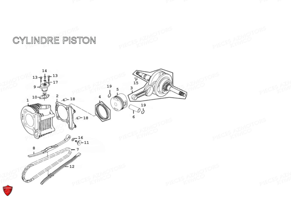 CYLINDRE PISTON KYMCO PEOPLE 125 S EURO3