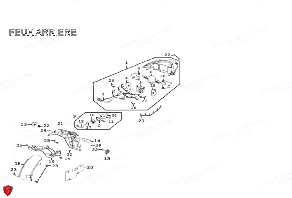 FEUX_ARRIERES KYMCO Pièces Scooter Kymco PEOPLE 125 S 4T EURO III (BA25BA)