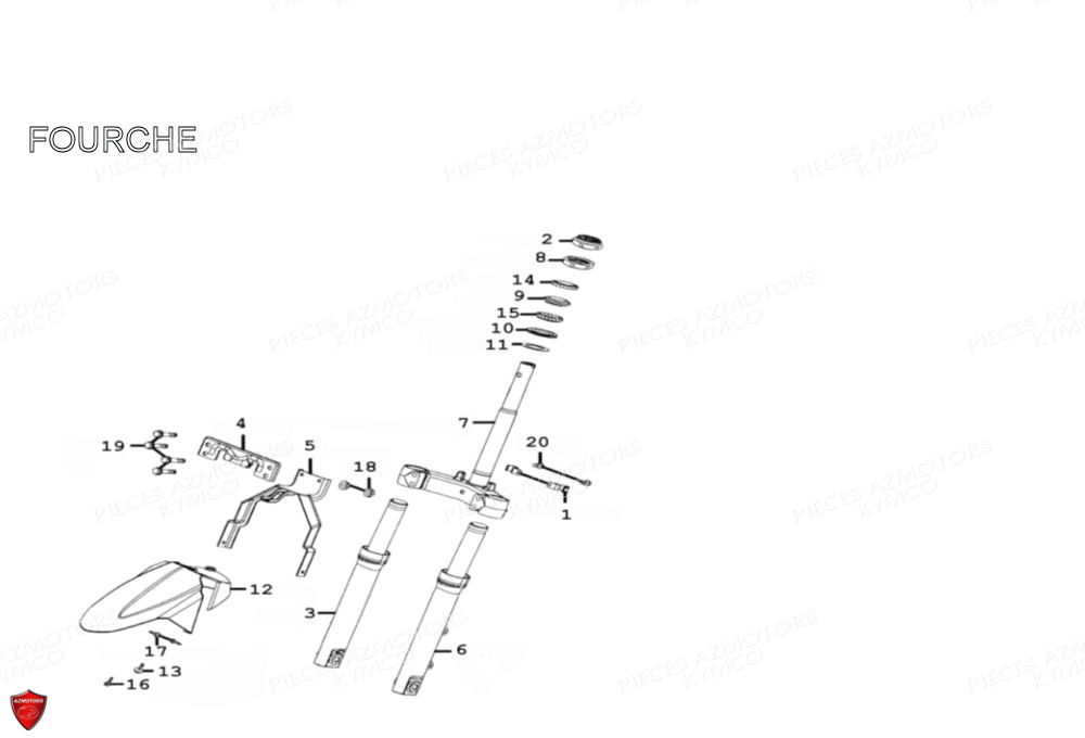 Fourche KYMCO Pièces Scooter Kymco PEOPLE 125 S 4T EURO III (BA25BA)