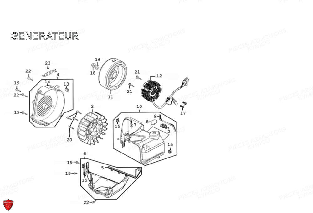 GENERATEUR KYMCO Pièces Scooter Kymco PEOPLE 125 S 4T EURO III (BA25BA)