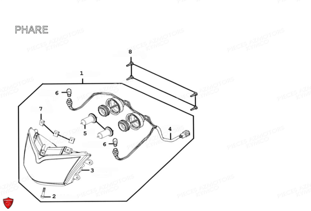 PHARE KYMCO Pièces Scooter Kymco PEOPLE 125 S 4T EURO III (BA25BA)
