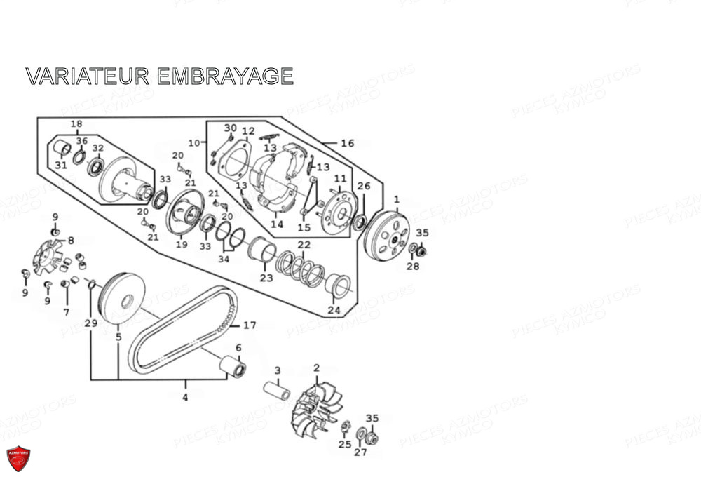 Variateur Embrayage KYMCO Pièces Scooter Kymco PEOPLE 125 S 4T EURO III (BA25BA)