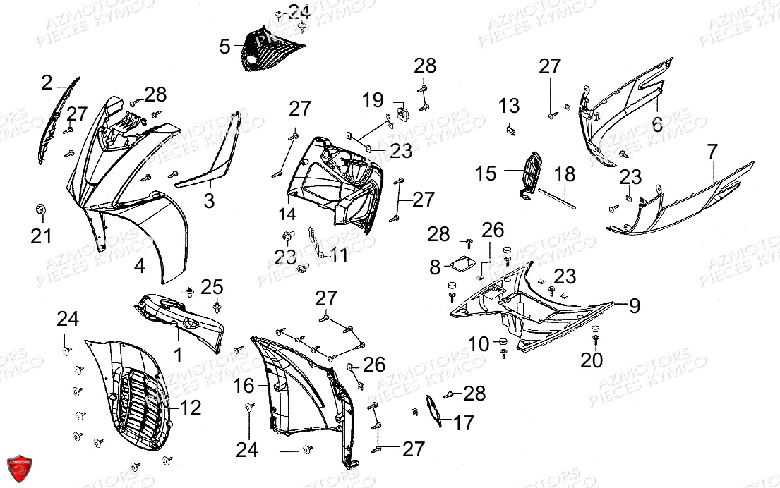 CARENAGES_AVANT KYMCO Pièces Scooter KYMCO PEOPLE GT 300I EURO III (BF60AA)