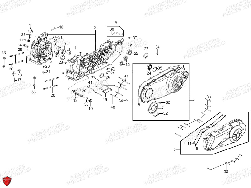 CARTER_MOTEUR KYMCO Pièces Scooter KYMCO PEOPLE GT 300I EURO III (BF60AA)