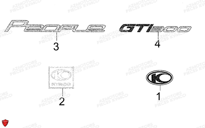Decors KYMCO Pièces Scooter PEOPLE GT 300I EURO III (BF60AA)
