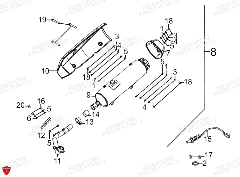 Echappement KYMCO Pièces Scooter PEOPLE GT 300I EURO III (BF60AA)
