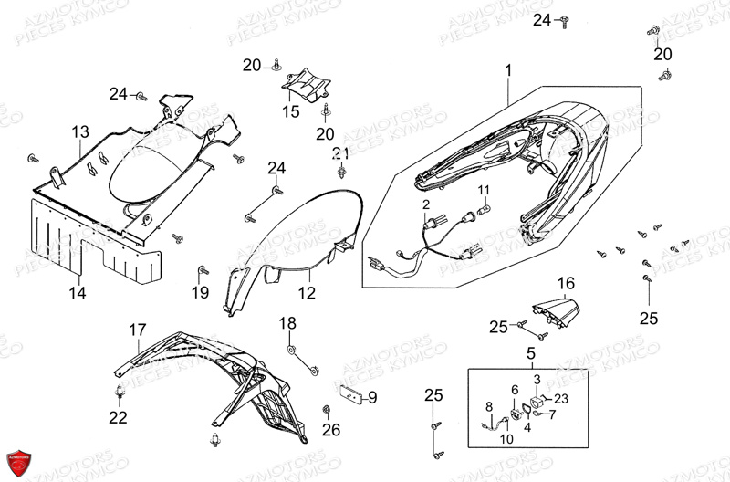 Feu Arriere KYMCO Pièces Scooter PEOPLE GT 300I EURO III (BF60AA)
