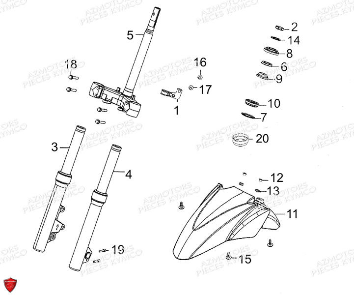 FOURCHE KYMCO Pièces Scooter KYMCO PEOPLE GT 300I EURO III (BF60AA)