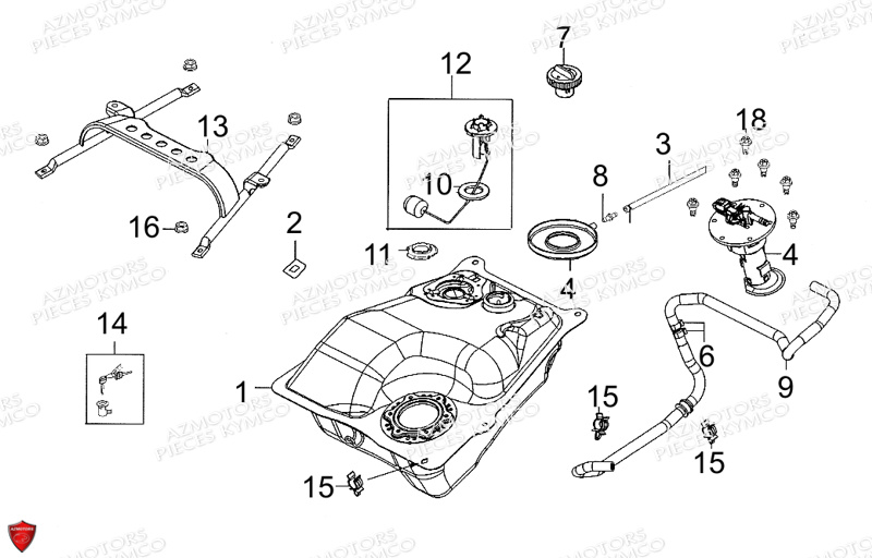 Reservoir A Carburant KYMCO Pièces Scooter PEOPLE GT 300I EURO III (BF60AA)
