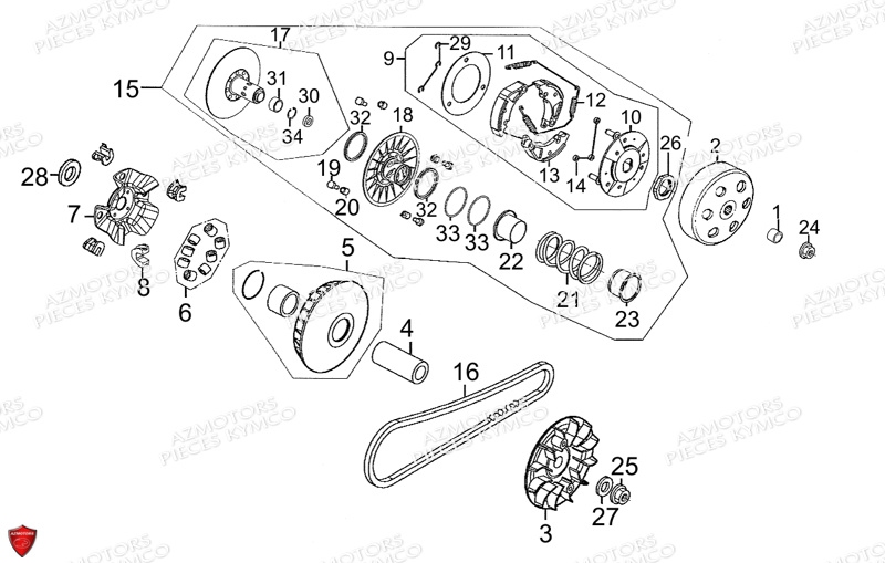 Variateur Embrayage KYMCO Pièces Scooter PEOPLE GT 300I EURO III (BF60AA)
