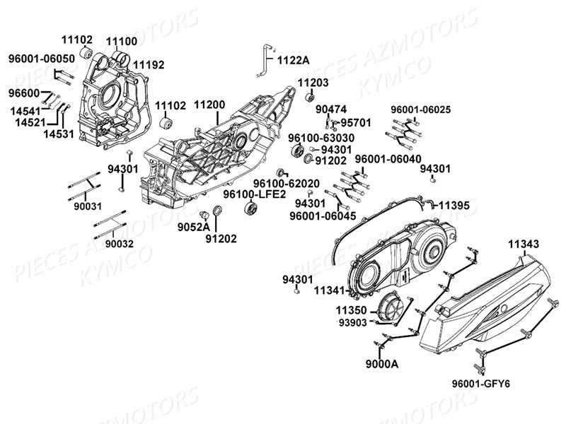 CARTERS_MOTEUR KYMCO Pièces PEOPLE 125 S I ABS EURO 4 (TF25AB)