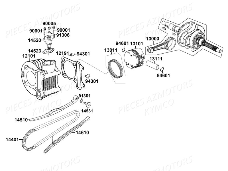 CYLINDRE PISTON KYMCO PEOPLE S 125 E4