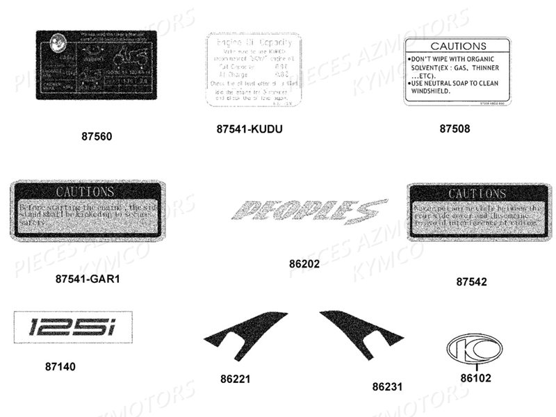 Decors KYMCO Pièces PEOPLE 125 S I ABS EURO 4 (TF25AB)