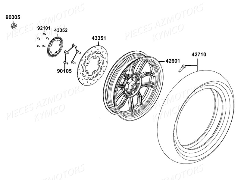 Roue Arriere KYMCO Pièces PEOPLE 125 S I ABS EURO 4 (TF25AB)