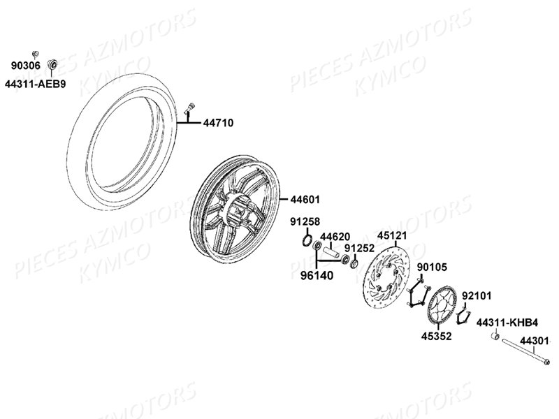 Roue Avant KYMCO Pièces PEOPLE 125 S I ABS EURO 4 (TF25AB)