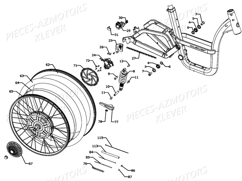 Roue Arriere Amortisseur KLEVER Pieces KLEVER B Confort