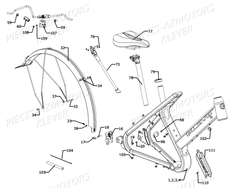Chassis Garde Boue Arriere KLEVER Pieces KLEVER Modèle S