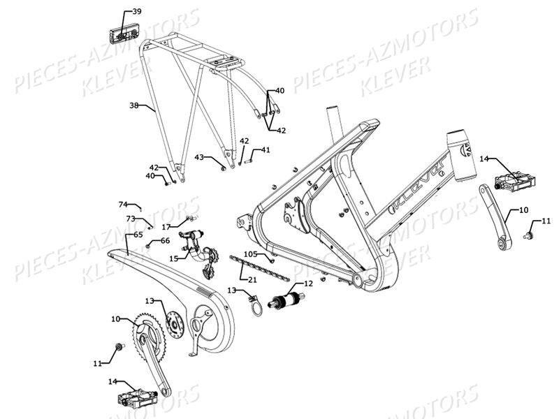 Pedalier Porte Paquet KLEVER Pieces KLEVER Modèle S