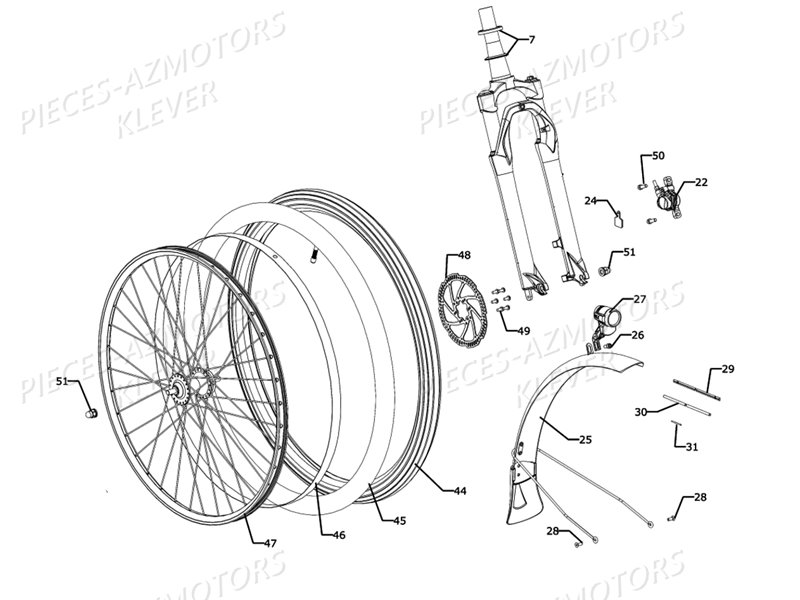 Roue Avant Garde Boue Avant KLEVER Pieces KLEVER Modèle S