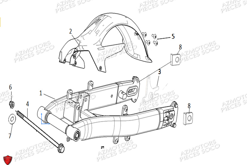 Bras Oscillant SUPER SOCO Pièces TC Max 85 Km (125cc) SOCO ORIGINE
