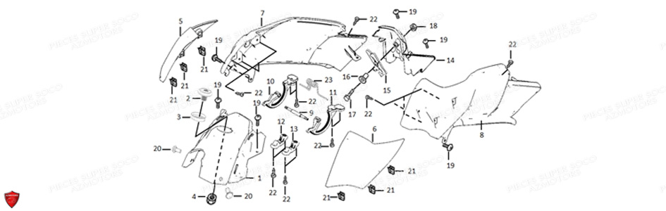 Carenages Tc Max SUPER SOCO Pièces TC Max (125cc) (Roues à Batons) SOCO ORIGINE