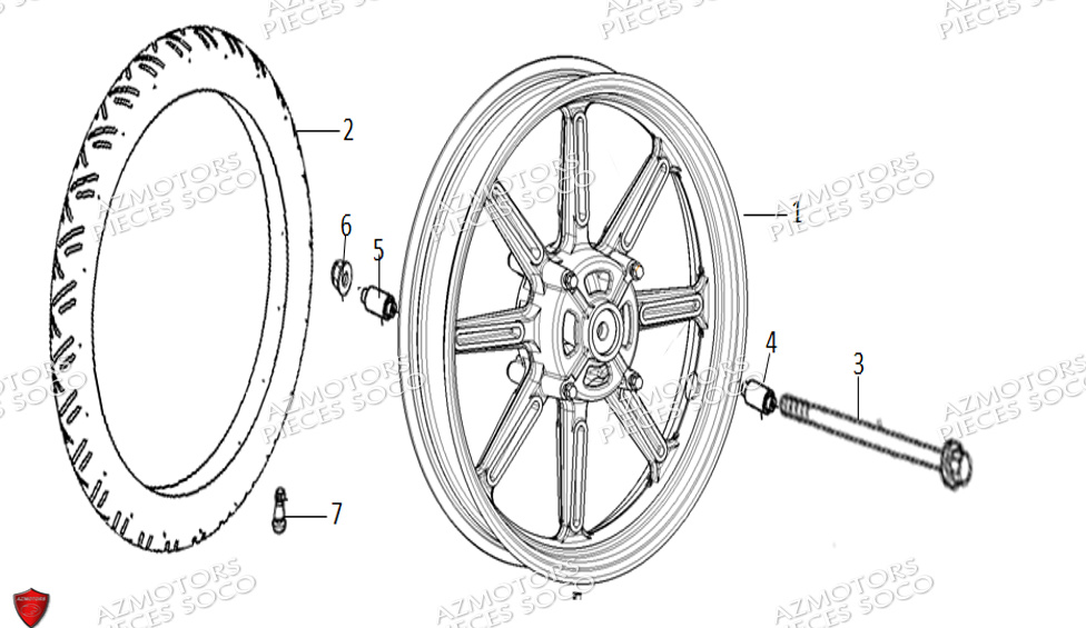 Roue Arriere Baton SUPER SOCO Pièces TC Max 85 Km (125cc) SOCO ORIGINE