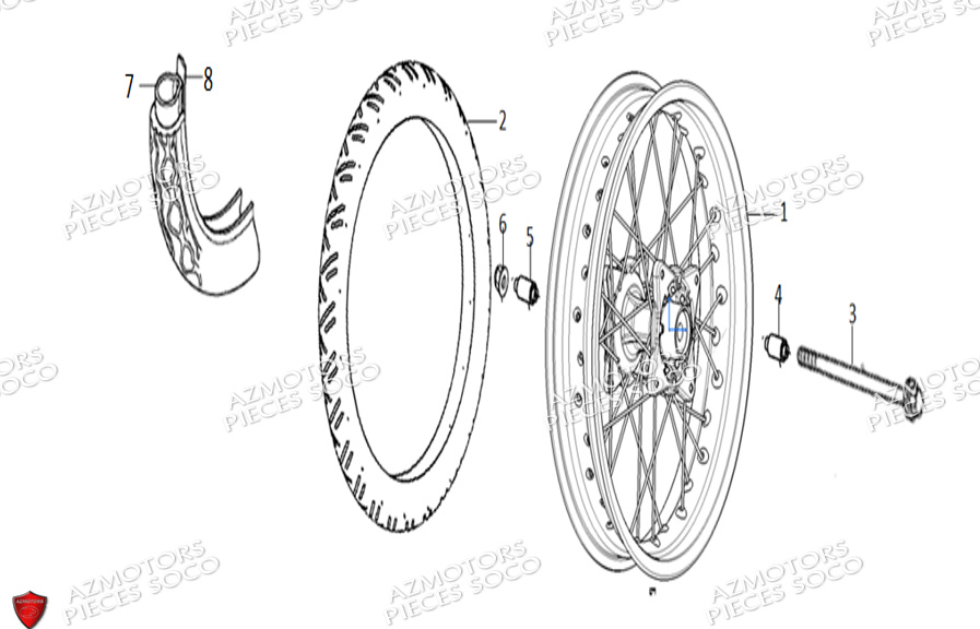 Roue Arriere Rayons SUPER SOCO Pièces TC Max 85 Km (125cc) SOCO ORIGINE