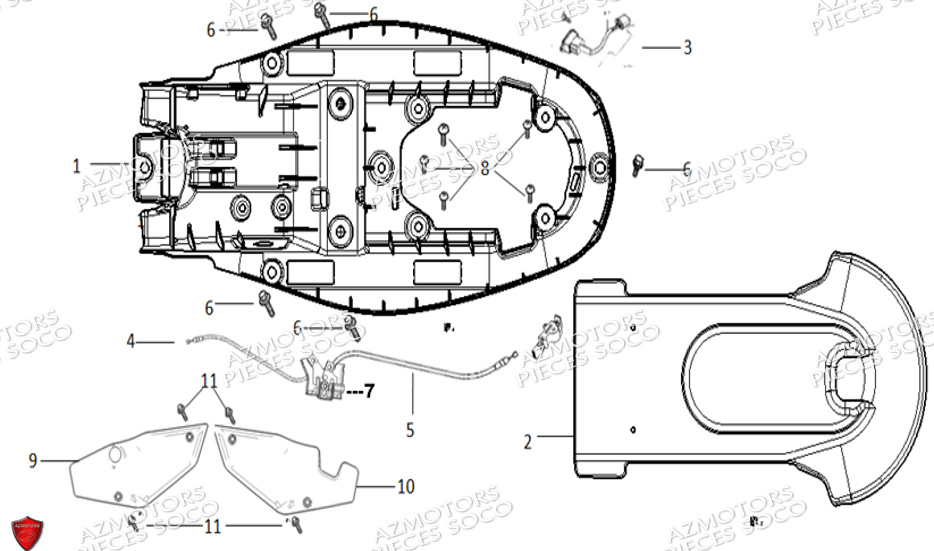Selle Support SUPER SOCO Pièces TC Max 85 Km (125cc) SOCO ORIGINE