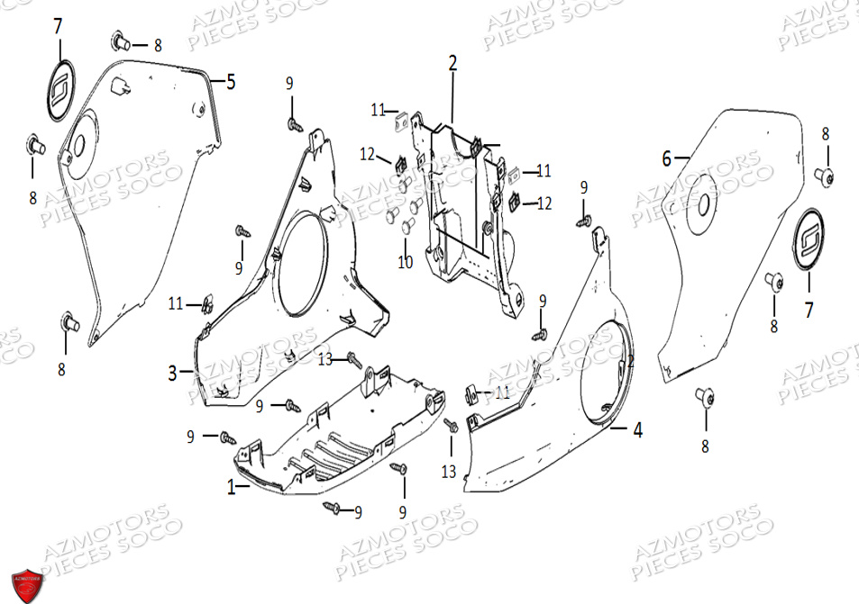 Carenages Bas SUPER SOCO Pièces TC Max 95 Km (125cc) SOCO ORIGINE