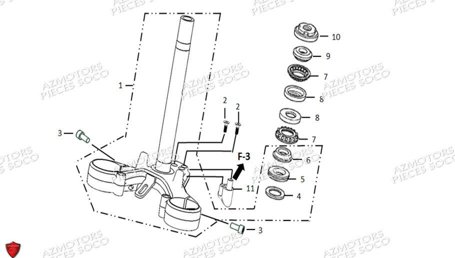Colonne De Direction SUPER SOCO Pièces TC Max 95 Km (125cc) SOCO ORIGINE