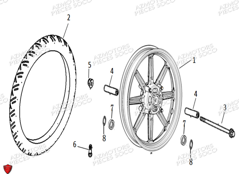 Roue Avant Batons SUPER SOCO Pièces TC Max 95 Km (125cc) SOCO ORIGINE