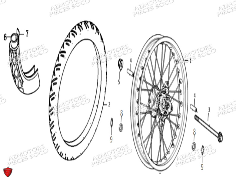 Roue Avant Rayons SUPER SOCO Pièces TC Max 95 Km (125cc) SOCO ORIGINE