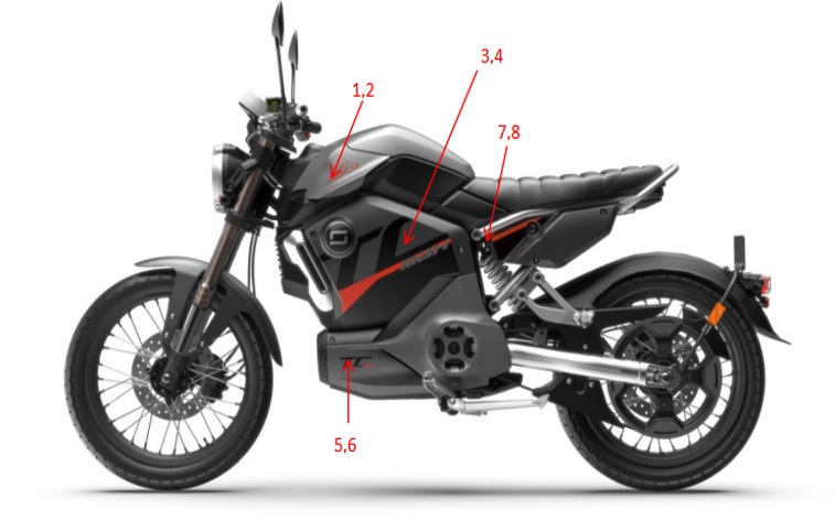 Stickers Moto Noir Rouge SUPER SOCO Pièces TC Max 95 Km (125cc) SOCO ORIGINE