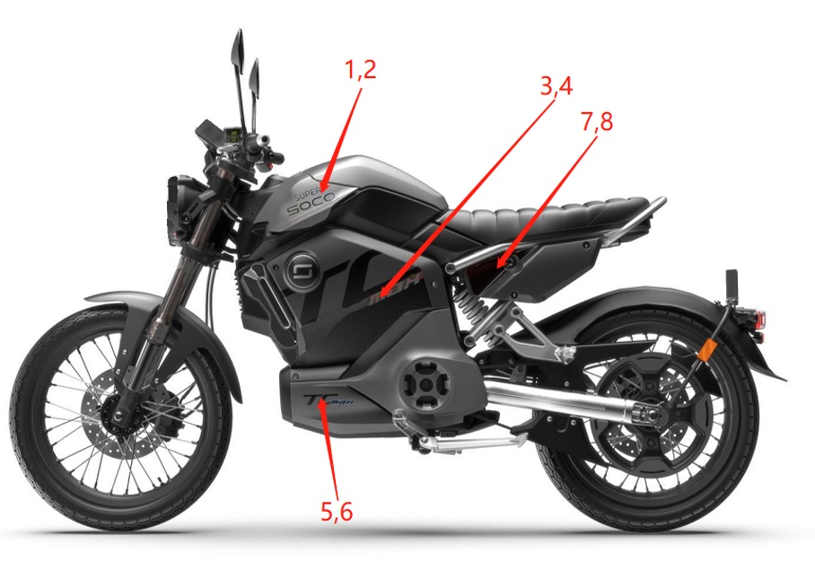 Stickers Moto Noir SUPER SOCO Pièces TC Max 95 Km (125cc) SOCO ORIGINE