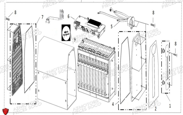 Support Batterie SUPER SOCO Pièces TC Max 95 Km (125cc) SOCO ORIGINE