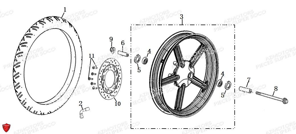 ROUE AVANT TC WANDERER SUPER SOCO PIECES TC WANDERER