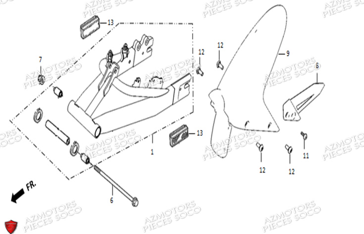 Bras Oscillant SUPER SOCO Pièces TSx (50cc) SOCO ORIGINE