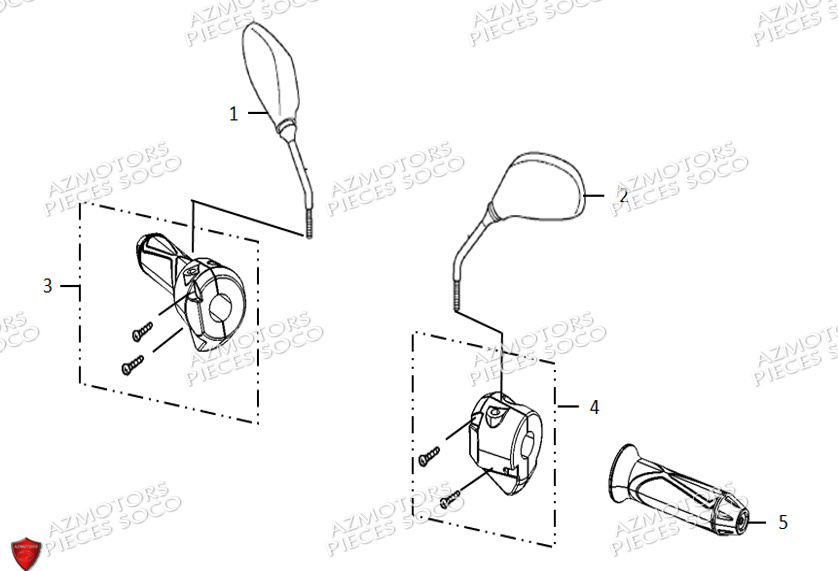 Commodos Retroviseurs SUPER SOCO Pièces TSx (50cc) SOCO ORIGINE