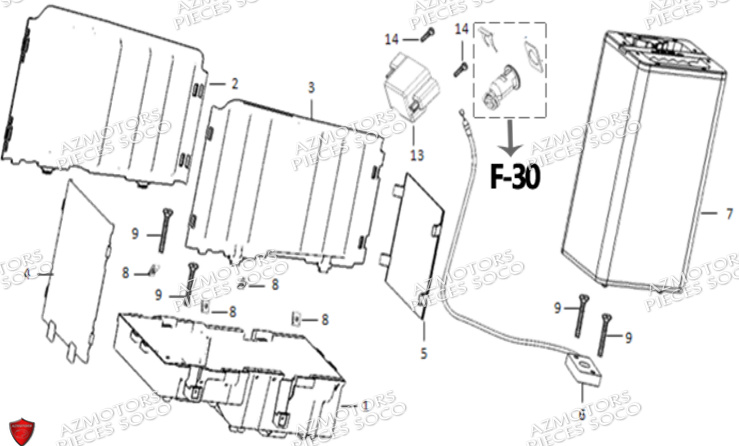 Compartiment Batterie SUPER SOCO Pièces TSx (50cc) SOCO ORIGINE