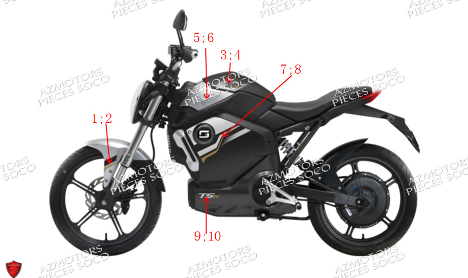 Stickers Ts Noir SUPER SOCO Pièces TSx (50cc) SOCO ORIGINE