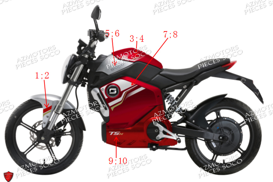 Stickers Ts Rouge SUPER SOCO Pièces TSx (50cc) SOCO ORIGINE