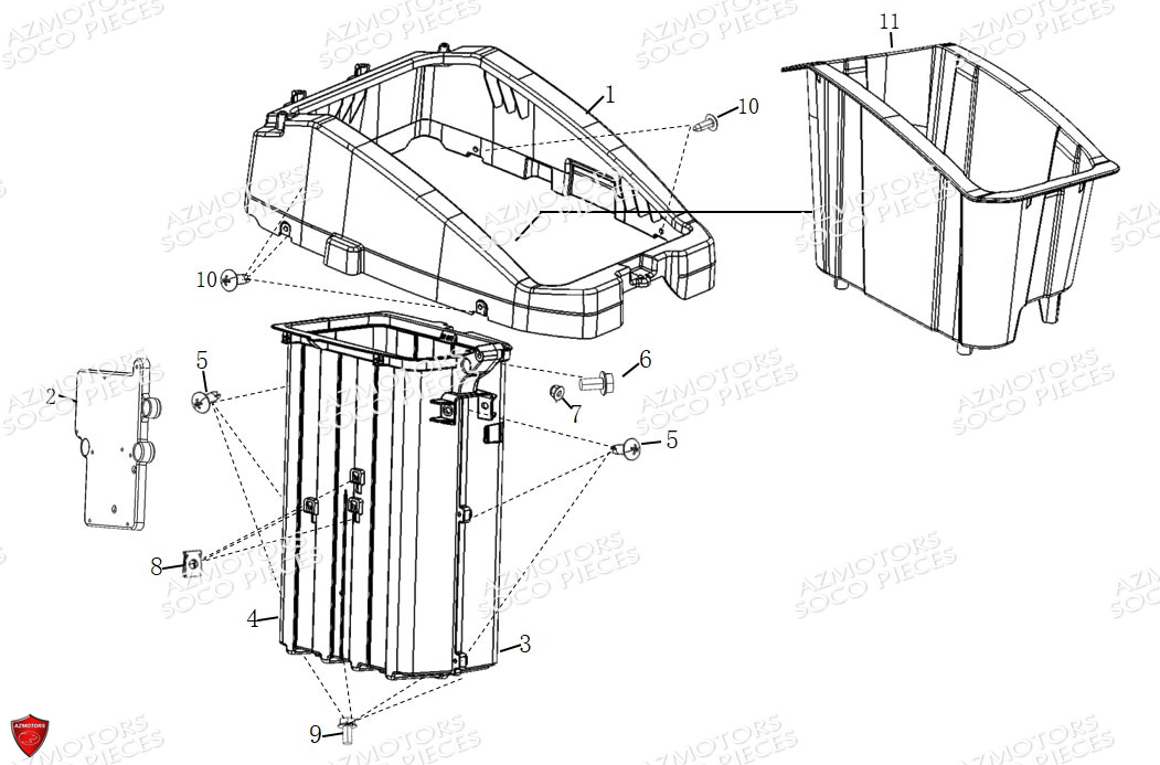 CARENAGE_BATTERIE_TS_STREET_HUNTER SUPER SOCO Pièces TS HUNTER SUPER SOCO ORIGINE