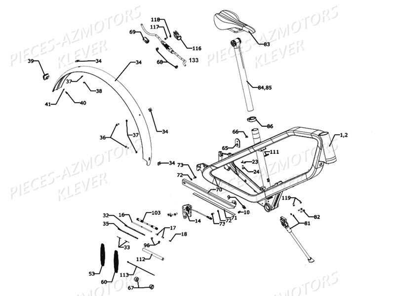 CHASSIS GARDE BOUE ARRIERE KLEVER PIECES X COMMUTER