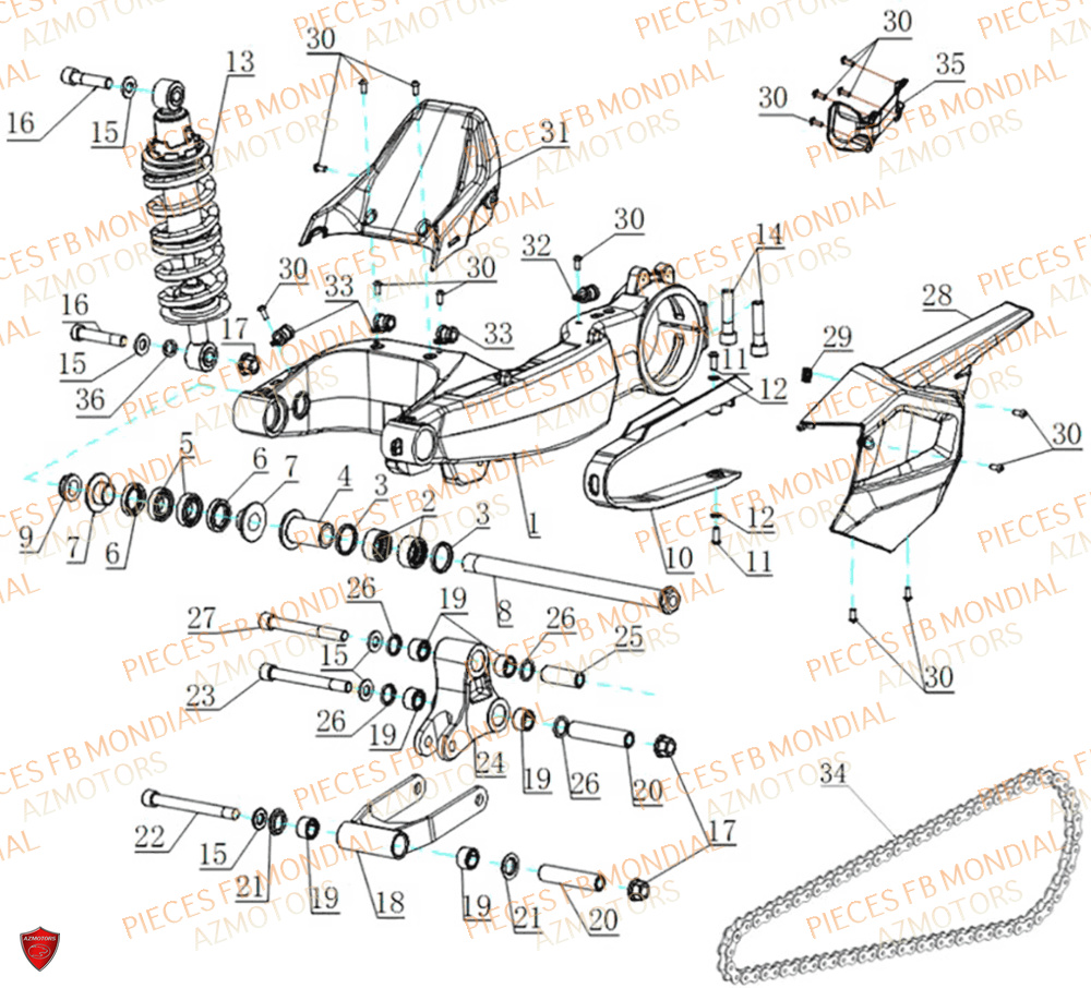 Bras Oscillant FB MONDIAL Pieces PIEGA 452 ABS M4