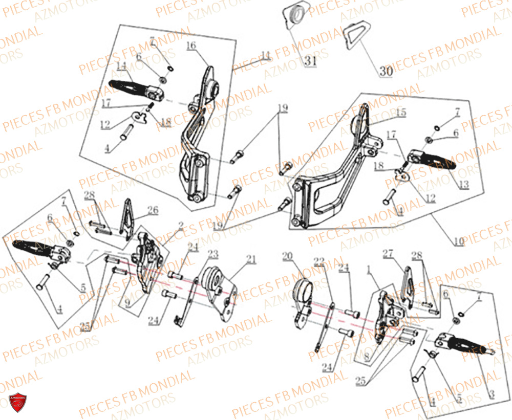 Cale Pied FB MONDIAL Pieces PIEGA 452 ABS M4