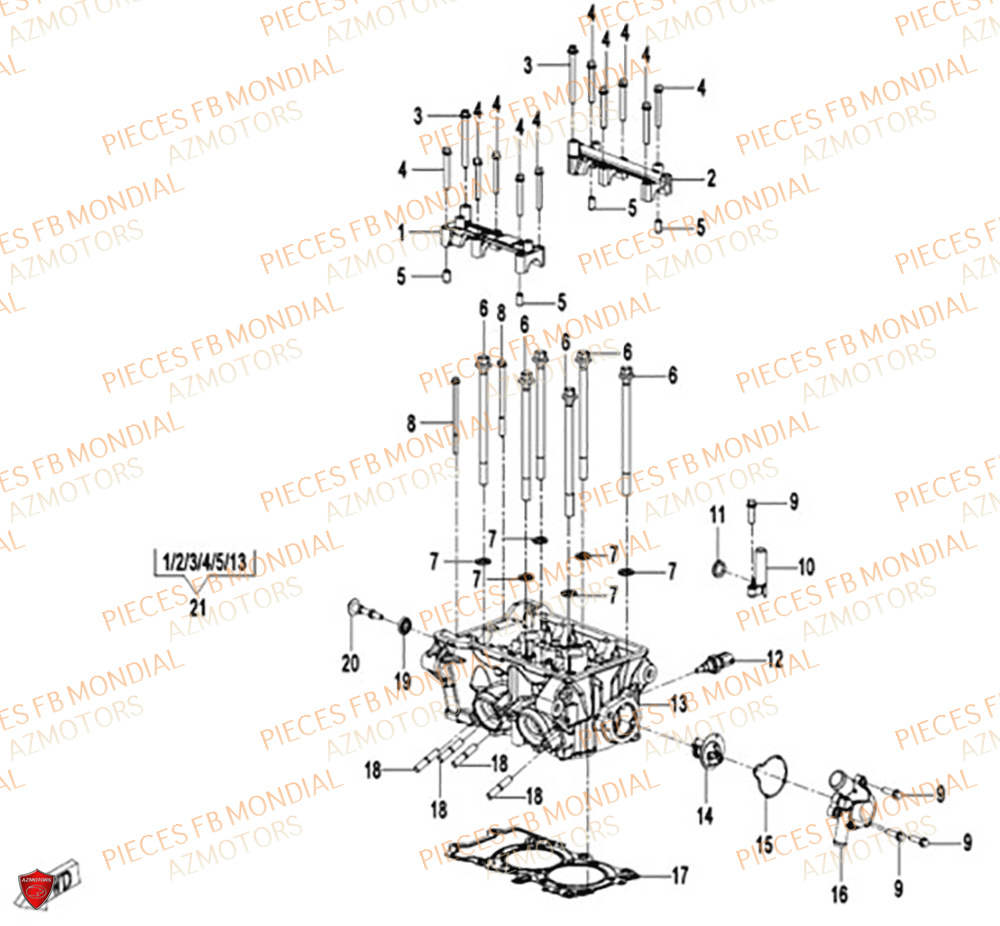 Culasse FB MONDIAL Pieces PIEGA 452 ABS M4