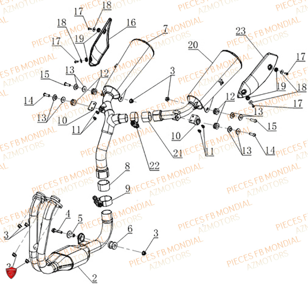 Echappement FB MONDIAL Pieces PIEGA 452 ABS M4