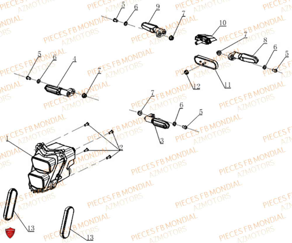 Eclairage FB MONDIAL Pieces PIEGA 452 ABS M4